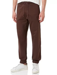 HUGO Męskie spodnie do biegania Dchard Relaxed-Fit z bawełny Terry z logo Stack, Dark Brown201, XXL - Spodenki męskie - miniaturka - grafika 1