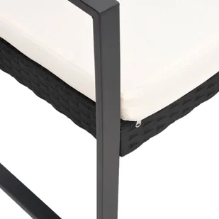 3-cz. zestaw mebli ogrodowych z poduszkami, czarny, rattan PP - Meble ogrodowe - miniaturka - grafika 6