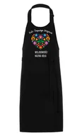 Fartuchy i rękawice kuchenne - Czarny Fartuch dla koła gospodyń wiejskich z folkowym wzorem MODEL PREMIUM - REALIZACJA DO 6 dni - miniaturka - grafika 1