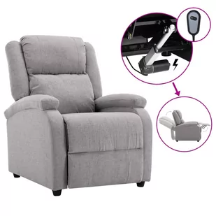 Rozkładany, elektryczny fotel telewizyjny, jasnoszary, tkanina - Fotele - miniaturka - grafika 1