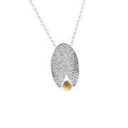 Wisiorki - Srebrny wisiorek owal z cytrynem lub innym kamieniem - miniaturka - grafika 1