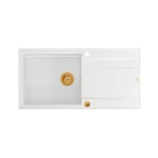 QUADRON Zlewozmywak EVAN 146 XL biały, elementy miedziane, k.pneum. HCQE10050U1_PVDC1_P2O- - Zlewozmywaki - miniaturka - grafika 1