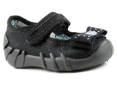 Kapcie damskie - Miękkie kapcie dziecięce z kokardką - BEFADO 109P146, czarne - Befado - miniaturka - grafika 1