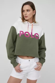 Bluzy damskie - Ralph Lauren Polo Polo bluza damska kolor biały z kapturem z nadrukiem - grafika 1