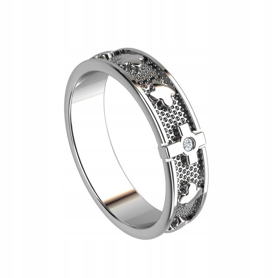 Pierścionek Obrączka srebro pr.925 Rodowany RÓŻANIEC na Palec r. 15