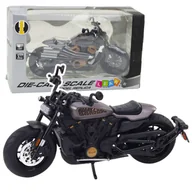 Samochody i pojazdy dla dzieci - Motocykl Chopper Metalowy Światła Dźwięki Czarny Szare Elementy 1:12 - miniaturka - grafika 1