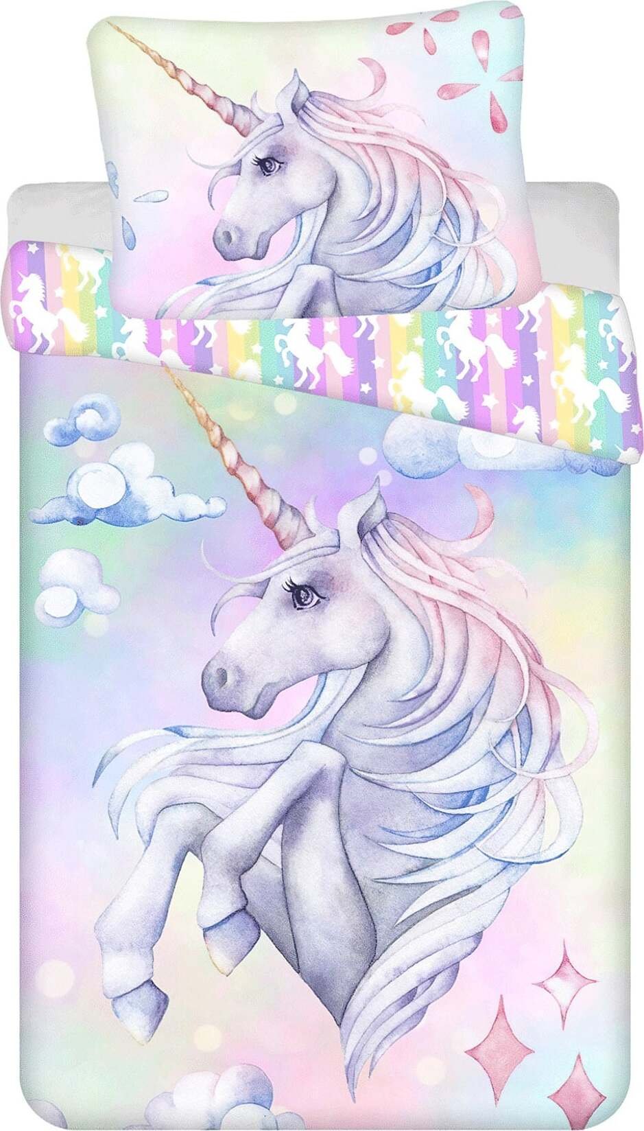 Bawełniana pościel dziecięca jednoosobowa 140x200 cm Unicorn 