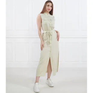Calvin Klein Sukienka z paskiem TENCEL SLEEVELESS SHIRT DRESS | z dodatkiem lnu - Sukienki - miniaturka - grafika 1