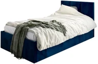 Łóżka dla dzieci i młodzieży - Łóżko młodzieżowe VIVO 80x200 granatowe z tapicerowanym panelem i pojemnikiem na pościel MKPOL - miniaturka - grafika 1