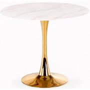 Stoły - Okrągły szklany stół w stylu glamour marmur + złoto - Santiago - miniaturka - grafika 1