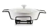 Piece, kotły  i płyty grzejne gastronomiczne - MODERN KITCHEN Naczynie z podgrzewaczem1,6L 33,2x22xh6,6cm gładkie białe - miniaturka - grafika 1