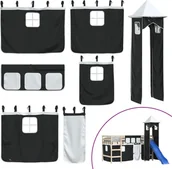 Zestawy mebli dla dzieci - Zasłony i wieża do łóżka na antresoli, biało-czarne, poliester - miniaturka - grafika 1