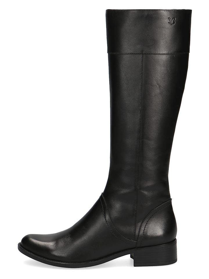 Caprice Skórzane kozaki w kolorze czarnym