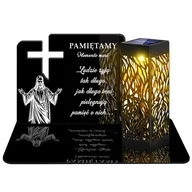 Lampiony i znicze - ZNICZ SOLARNY LED WIECZNY PODSTAWKA NA CMENTARZ GRÓB lampka Krzyż 3D - miniaturka - grafika 1