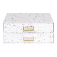 Akcesoria na biurko - Organizer z 2 szufladkami w biało-złotym kolorze Bigso Box of Sweden Birger - miniaturka - grafika 1