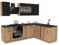 Meble kuchenne - MEBLE KUCHENNE ZESTAW VARIO 240X180CM Z4 CZARNY/EVOKE BLAT DISTRICT BEZ AGD - miniaturka - grafika 1