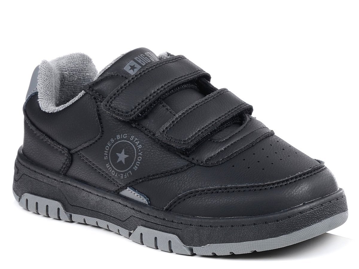 Buty dziecięce Big Star OO374096 chłopięce czarne skórzane na rzepy-35