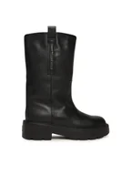 Botki damskie - Tommy Jeans Botki Tjw Leather Mid Tubular Boot EN0EN02834 Czarny - miniaturka - grafika 1