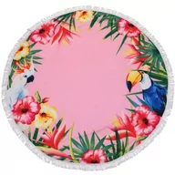 Ręczniki - Ręcznik plażowy okrągły z egzotycznym wzorem, kolor różowy Ø 150 cm - miniaturka - grafika 1