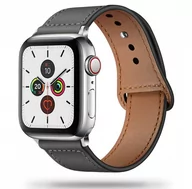 Akcesoria do smartwatchy - GK PROTECTION, Skórzany pasek bransoleta do Apple Watch 1/2/3/4/5/6/7/SE (38/40/41 mm), szary - miniaturka - grafika 1