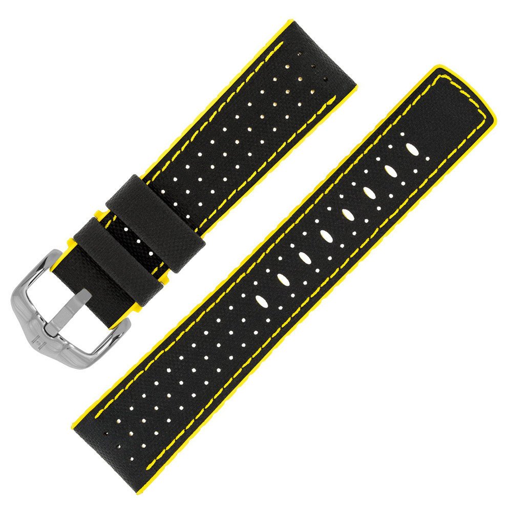Pasek do zegarka Hirsch 0917294050-4-20 czarny,żółty 20mm