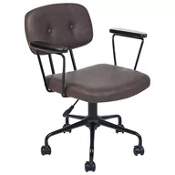 Fotele i krzesła biurowe - Krzesło biurowe regulowane ekoskóra ciemnobrązowe ALGERITA - miniaturka - grafika 1