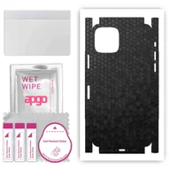 Szkła hartowane na telefon - Folia naklejka skórka strukturalna na TYŁ+BOKI do Apple iPhone 11 Pro -  Plaster Miodu Czarny - apgo SKINS - miniaturka - grafika 1