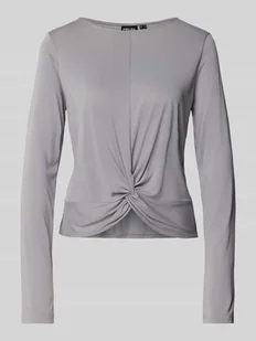 Bluzka o kroju regular fit z długim rękawem i efektem wiązania - Bluzki damskie - miniaturka - grafika 1