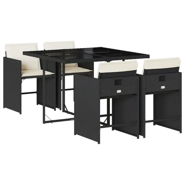 Zestaw Mebli Ogrodowych Rattan PE Czarny Stół 110x106x73 cm, Krzesła 50,