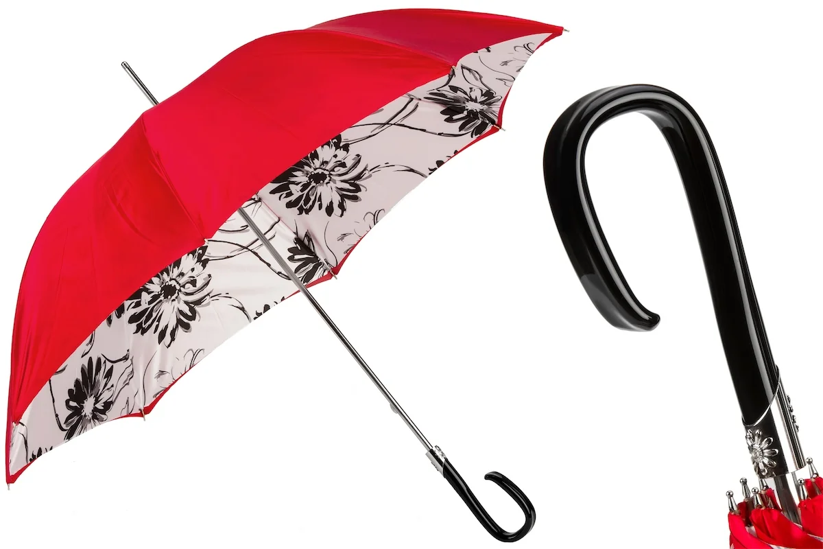 PASOTTI Parasol 93cm Słoneczniki Czarny Podwójny Materiał Acetate
