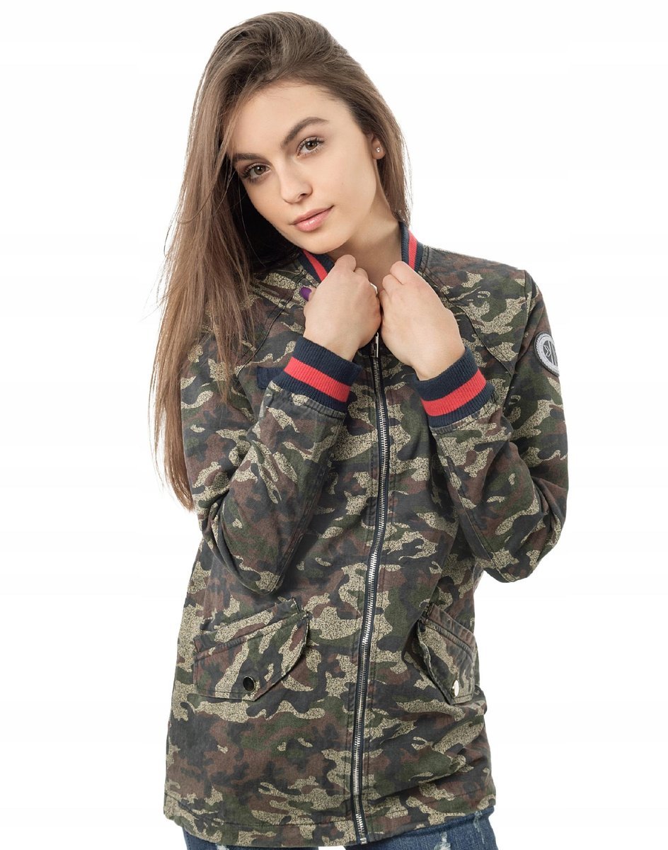 Kurtka Damska Bomberka Długa US Bomber 1725 S Moro