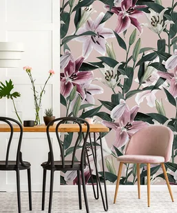 Fototapeta Lilie na pudrowym tle - Tapety - miniaturka - grafika 1