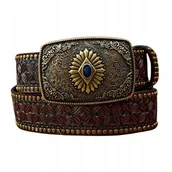 Paski - Pas pasek kowbojski western VINTAGE KLAMRA DŻETY NITY TEXAS KAMIEŃ 120 cm - miniaturka - grafika 1