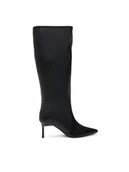 Kozaki damskie - Calvin Klein Kozaki Heel Knee Boot 70 Lth HW0HW02162 Czarny - miniaturka - grafika 1