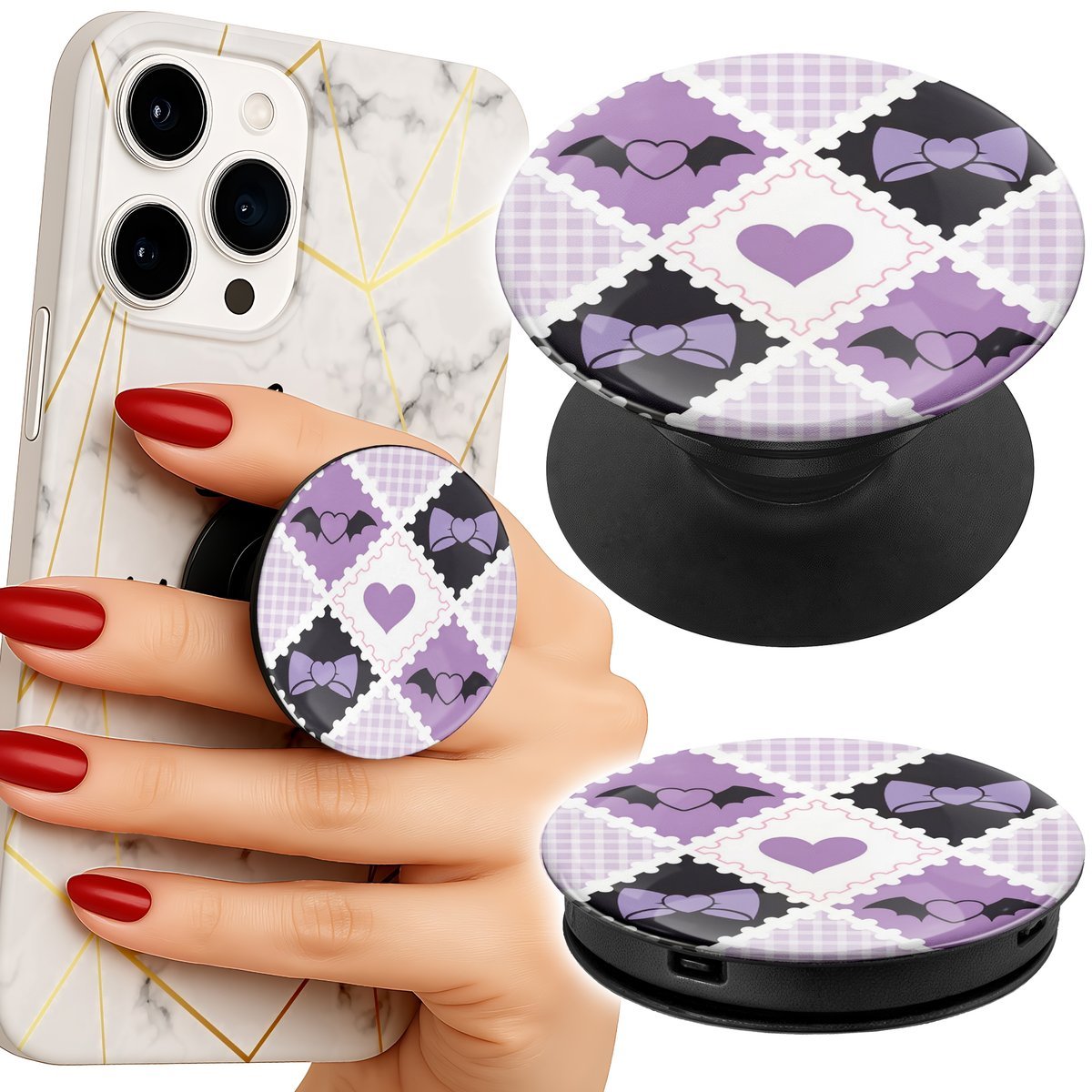 Uchwyt do telefonu Popsocket na palce/stojak MODNE SERCA KOKARDKI KOKARDA