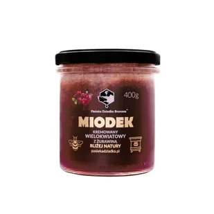 Miodek z żurawiną 400g Pasieka Dziadka Brunona - Miód - miniaturka - grafika 1