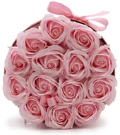 Dekoracje domu - Mydlany Flower Box - 14 Różowych Róż w Okrągłym Pudełku - miniaturka - grafika 1
