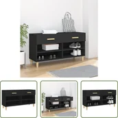 Szafki na buty - The Living Store szafka na buty czarna 102x35x55 cm materiał drewnopochodny - miniaturka - grafika 1