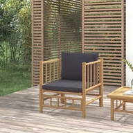 Sofy ogrodowe - vidaXL Sofa ogrodowa z ciemnoszarymi poduszkami, bambusowa - miniaturka - grafika 1