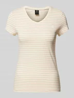 Koszulki i topy damskie - T-shirt o kroju slim fit z wzorem w paski - miniaturka - grafika 1