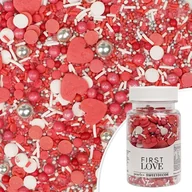 Dodatki do ciast w proszku - Posypka cukrowa Walentynki - FIRST LOVE mix Sweet Decor, 70 g - miniaturka - grafika 1