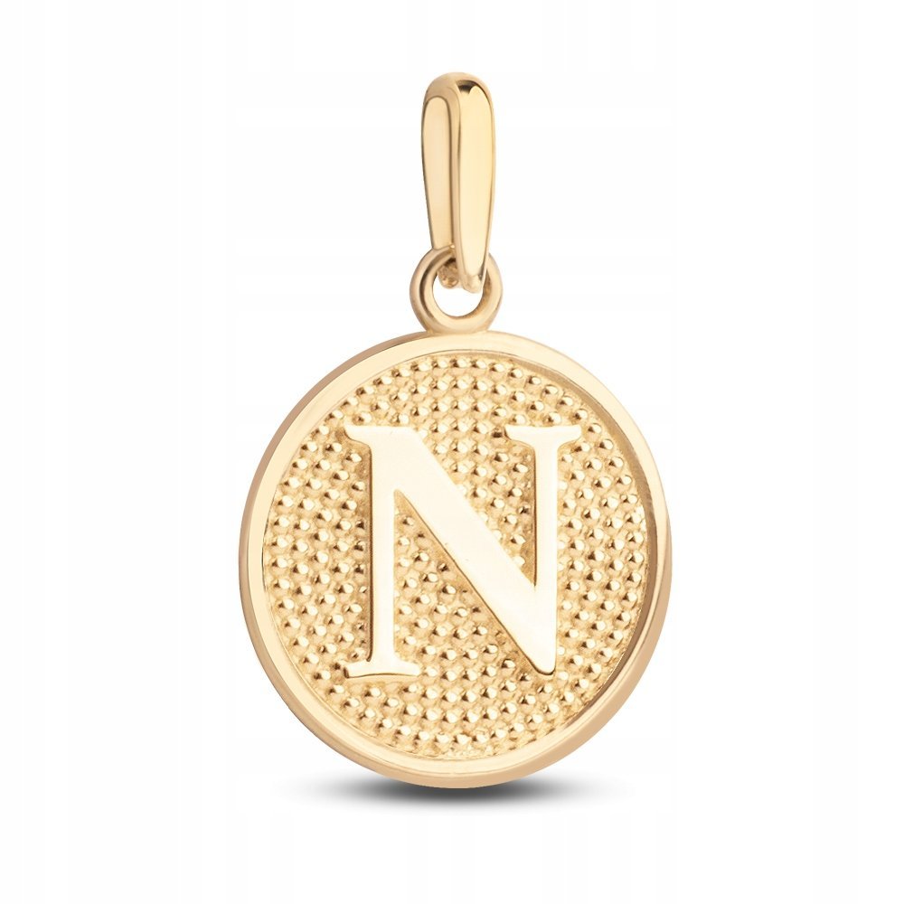 ZŁOTA WYJĄTKOWA ZAWIESZKA MEDALIK LITERKA N 585