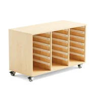 Meble do szkół i przedszkoli - Kontenerek na pojemniki IDA, 3 moduły, 1020x450x635 mm, brzoza - miniaturka - grafika 1