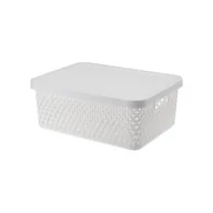Pudła i pojemniki do przechowywania - Koszyk 12 l z pokrywą Orion 03074 biały - miniaturka - grafika 1
