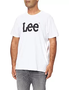 Koszulki męskie - Lee Męski T-shirt z logo Wobbly, biały (White 12), XL - grafika 1