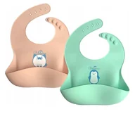 Śliniaki i fartuszki - Silikonowe Śliniaki Dla Dzieci 2 Szt Beżowy I Mięt - miniaturka - grafika 1