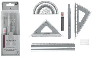 Zestaw geometryczny w pudelku Smart Academy 7el - Akcesoria kreślarskie - miniaturka - grafika 1