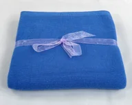 Koce i narzuty dla dzieci - Kocyk dziecięcy niemowlęcy dziany 100% Bawełna do wózka łóżeczka na prezent [ Niebieski] - miniaturka - grafika 1