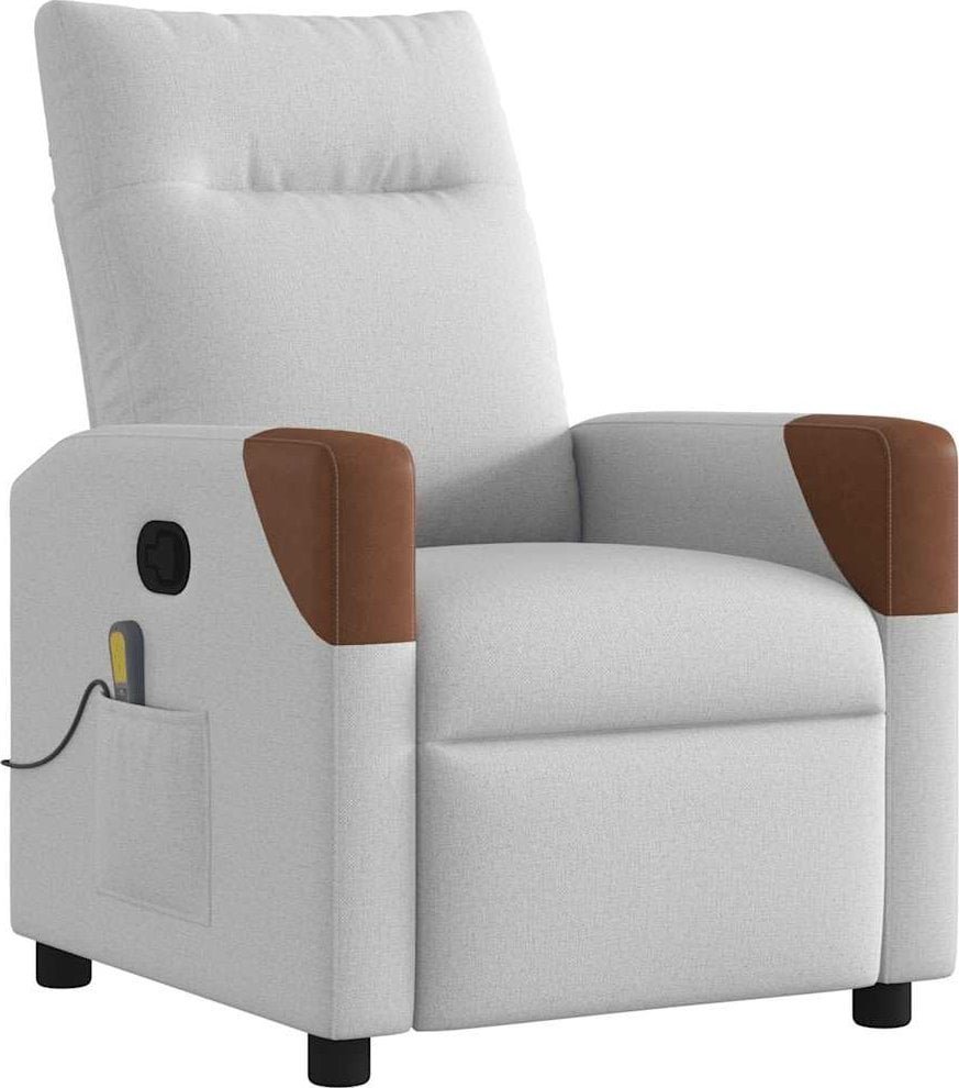 Rozkładany fotel masujący, szary, obity tkaniną