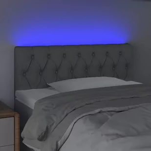 Lumarko Zagłówek do łóżka z LED, jasnoszary, 100x7x78/88 cm, tkanina - Inne meble do sypialni - miniaturka - grafika 4